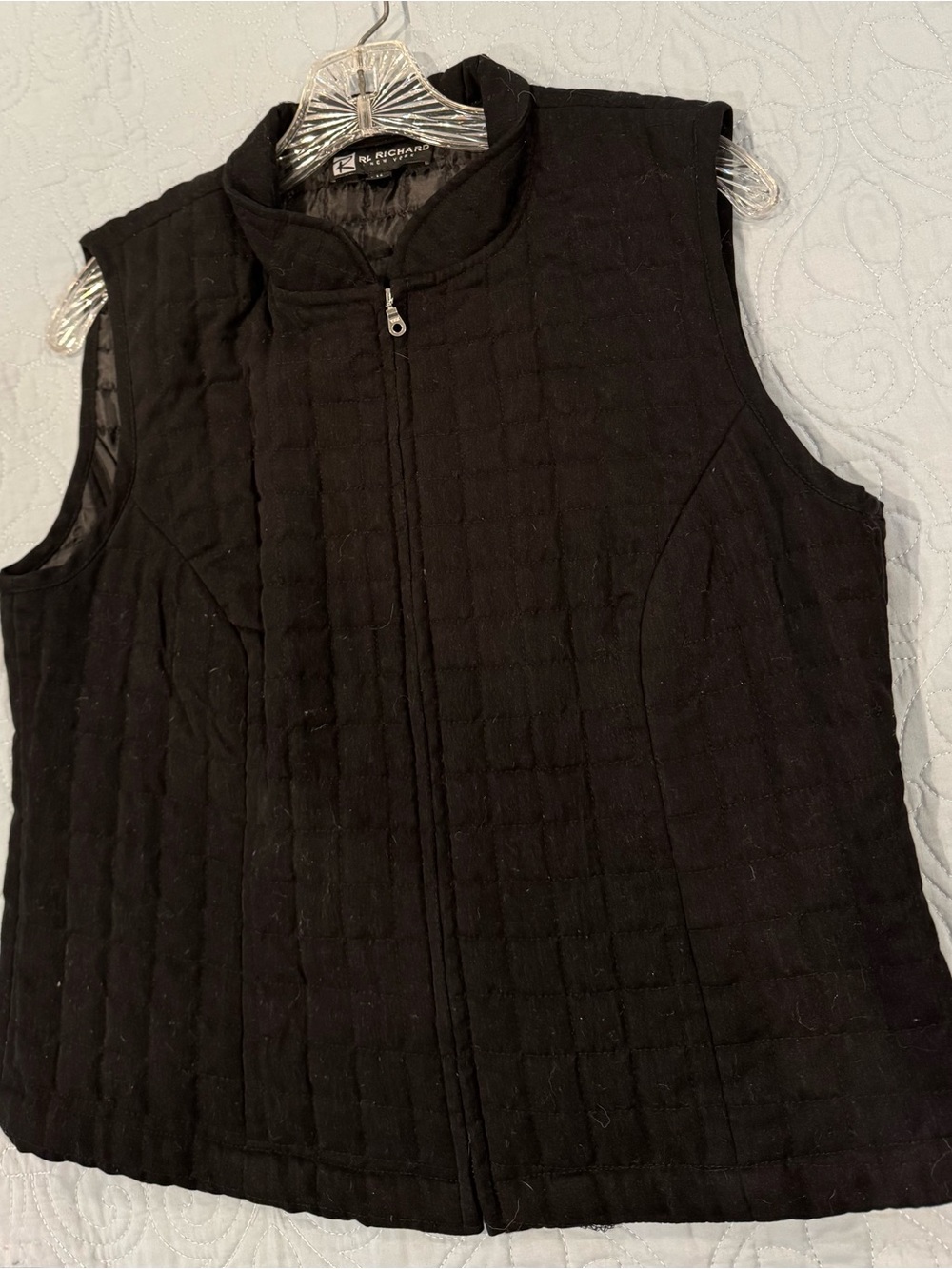 RL Richard New York Black Quilted Vest - Women's Zip Front